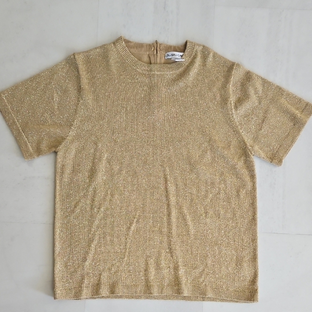 Metalic Gold Short Sleeve Knit Top